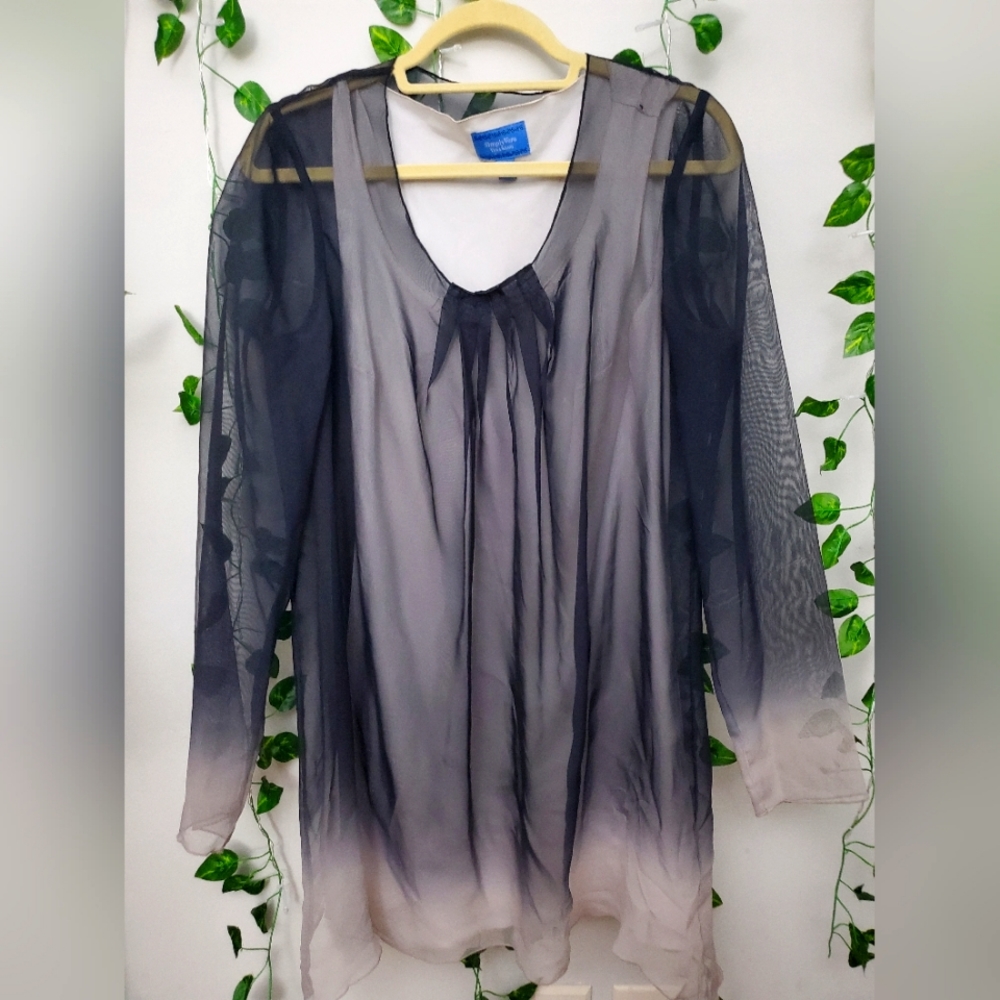 Vera Wang long sleeve sheer dress